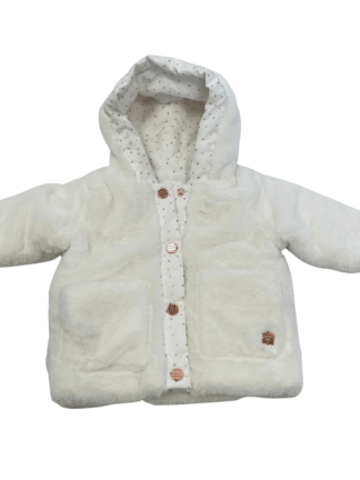 Carrement Beau White Fluffy Baby Coat